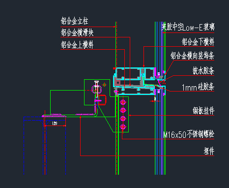 单元式幕墙纵剖节点